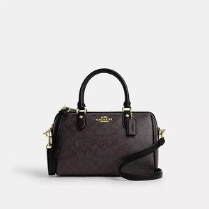 Coach signature Black and Brown Satchel Crossbody Purse